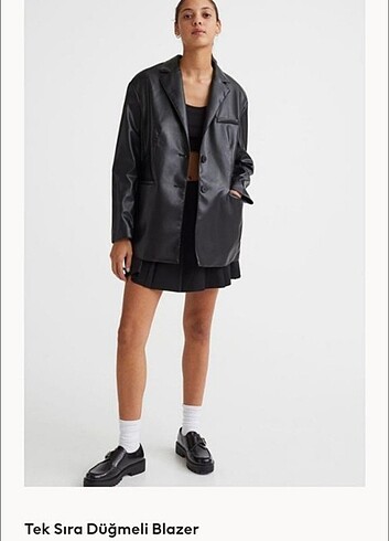 H&M deri blazer ceket 