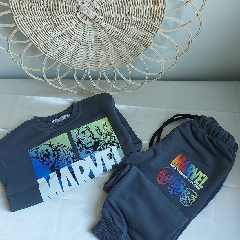 Marvel Baskılı Gri Erkek Çocuk Eşofman Takımı - Görsel 2