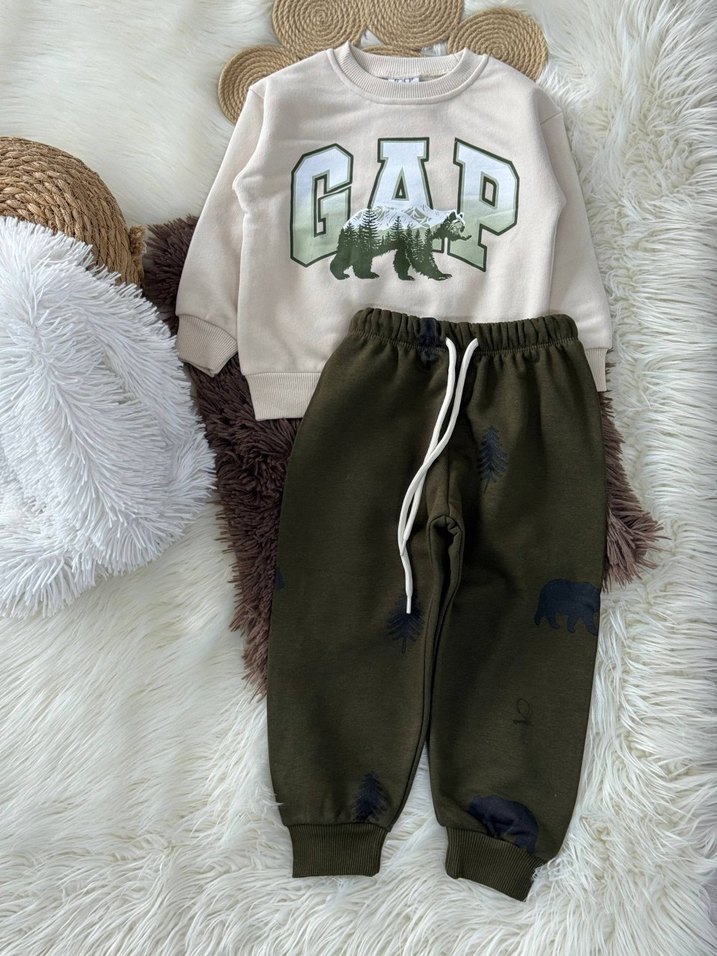 Gri Baskılı Erkek Çocuk Rahat Eşofman Takımı - Görsel 2