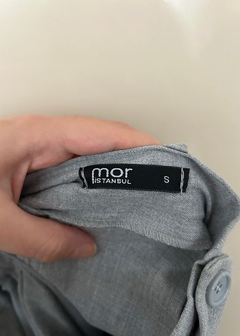 s Beden Gri Midi Kumaş Pantolon, Kemerli, Regular Fit