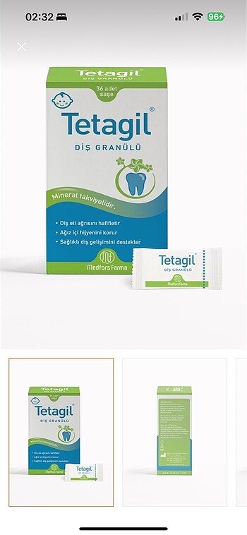 Diğer Tetagil diş granülü. 36 saşe