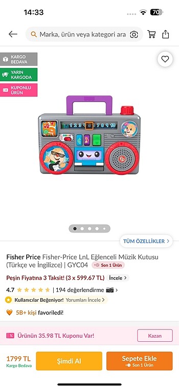 Fisher price eğıtıcı müzik kutusu - Görsel 6