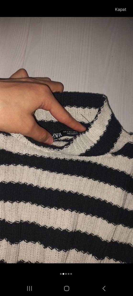 Çizgili crop kazak - Görsel 3