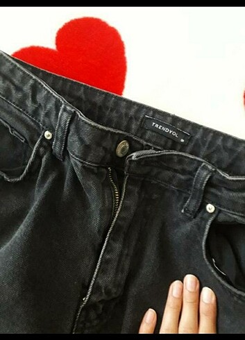 Dizi yırtık kot palazzo - Görsel 3