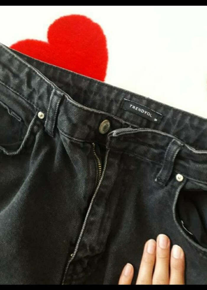 Dizi yırtık kot palazzo - Görsel 3