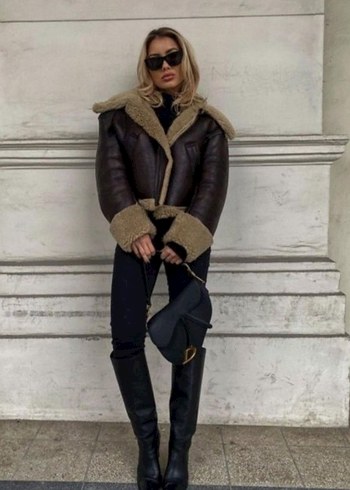 xs Beden KAHVERENGI ZARA BIKER CEKET