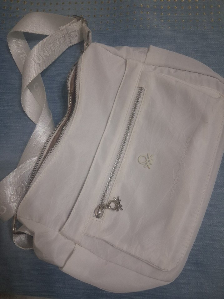 ORJİNAL BENETTON Baskılı Beyaz Kadın Çapraz Çanta.. - Görsel 5