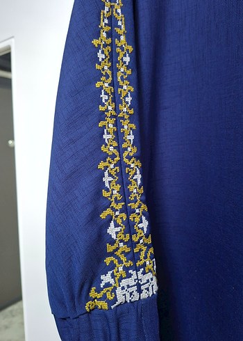 Uzun Kollu Nakışlı Mavi Bohem kayra marka - Görsel 5