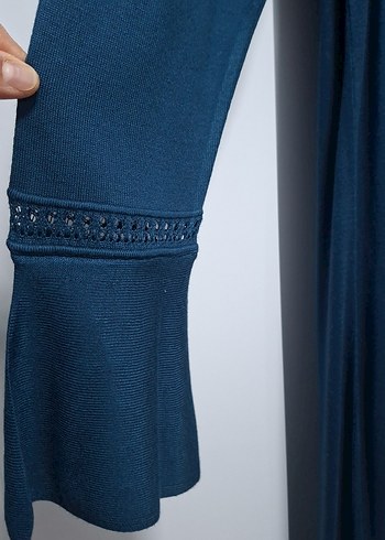 Uzun Kollu Tığ Triko uzun tunik - Görsel 4