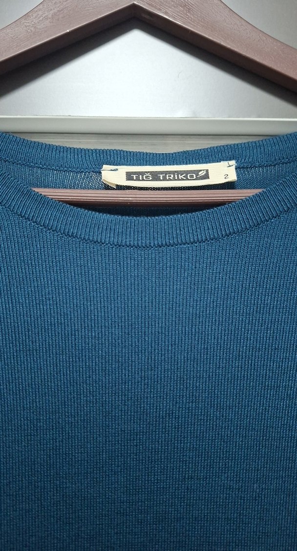 Uzun Kollu Tığ Triko uzun tunik - Görsel 2