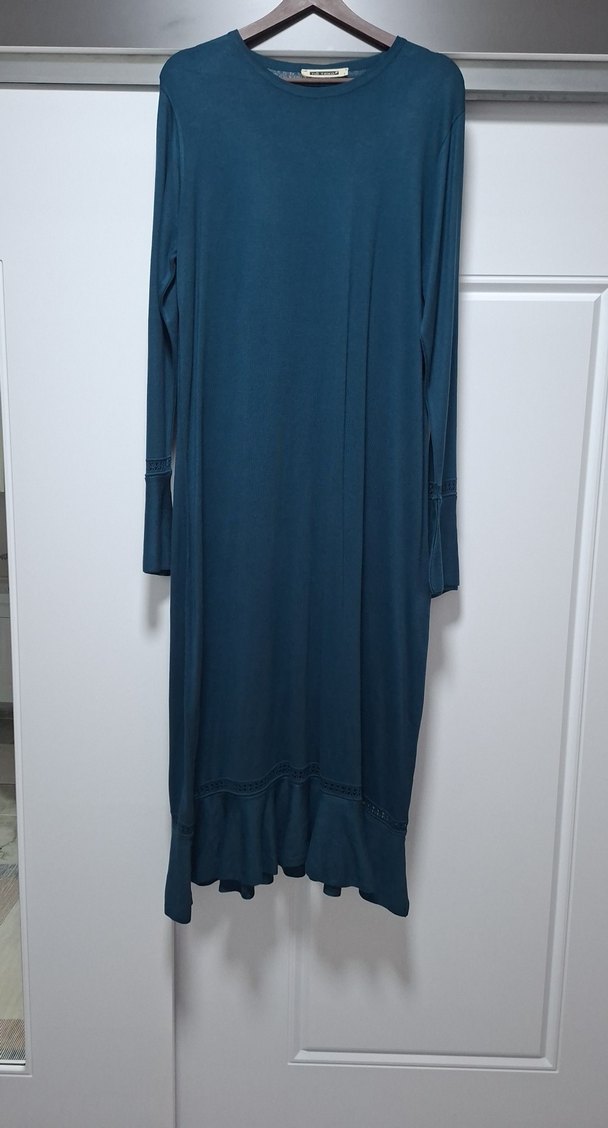 Uzun Kollu Tığ Triko uzun tunik - Görsel 3