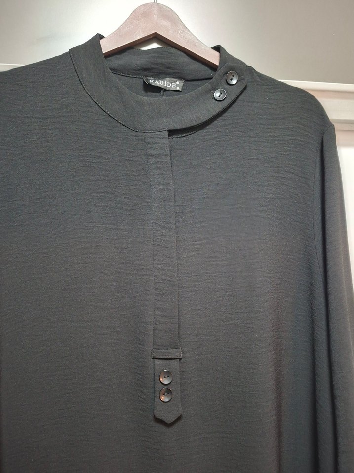 Siyah Uzun Kollu Yüksek Yaka ayrobin Tunik - Görsel 5