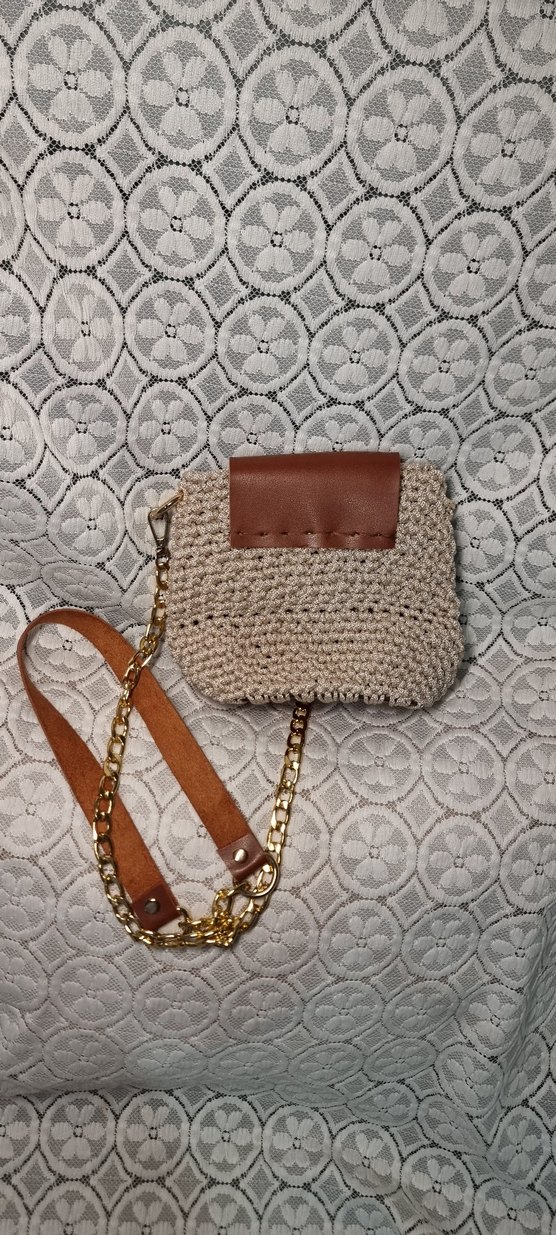 Bej Örgü Bohem Kadın Çanta - Görsel 3