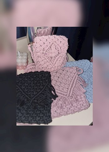 Beden pembe Renk Makrome Pembe Telefon Çantası