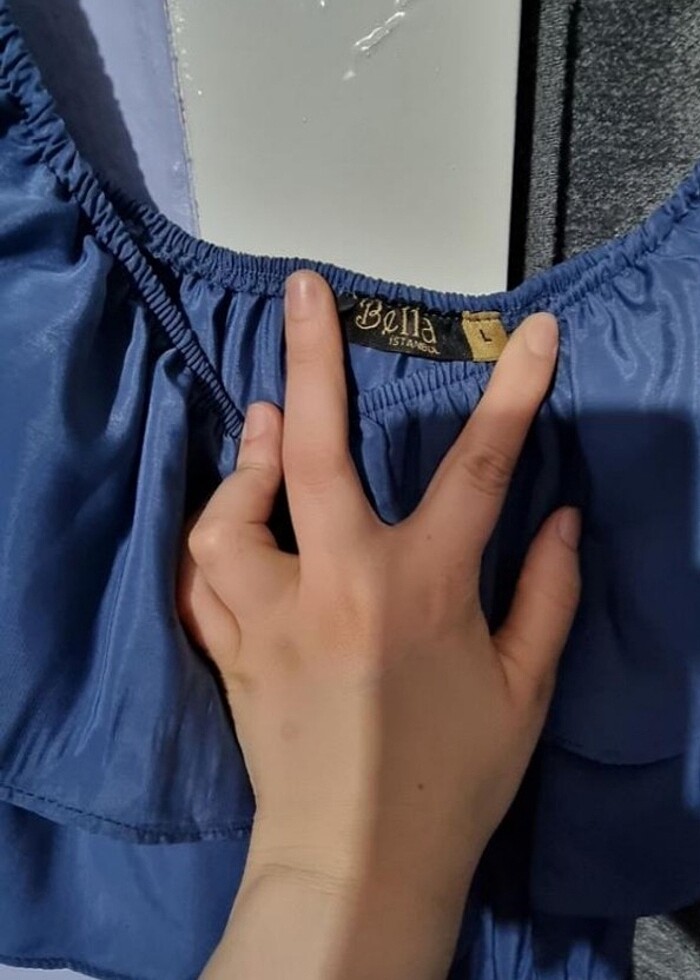 Omuzu Fırfırlı Elbise - Görsel 3