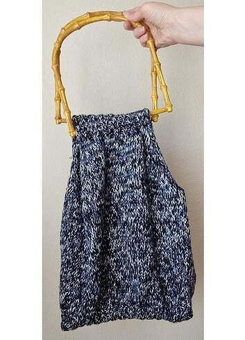 Ahşap Saplı Tasarım Örgü Çanta - Görsel 2