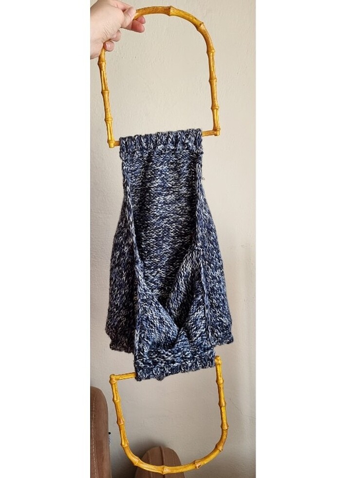 Ahşap Saplı Tasarım Örgü Çanta - Görsel 3