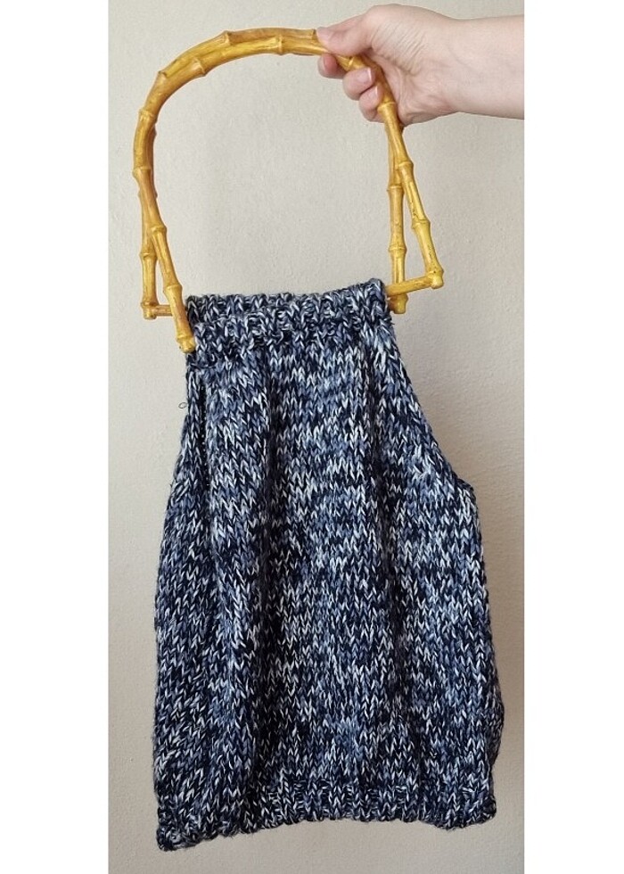 Ahşap Saplı Tasarım Örgü Çanta - Görsel 2