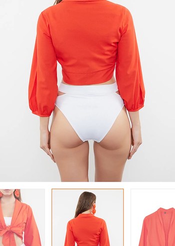 Kırmızı Bağlamalı Mini Kadın Monokini - Görsel 5