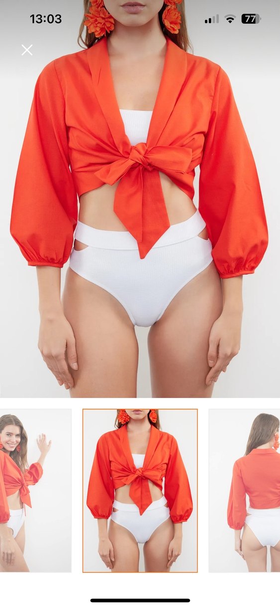 Kırmızı Bağlamalı Mini Kadın Monokini - Görsel 4