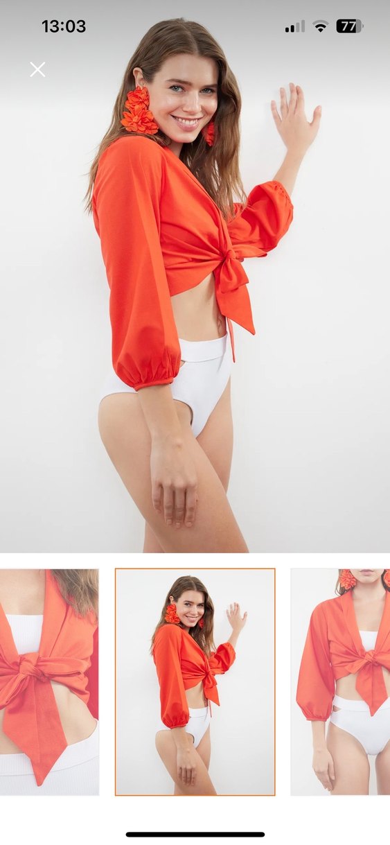 Kırmızı Bağlamalı Mini Kadın Monokini - Görsel 3