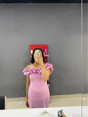 Pembe kalem elbise