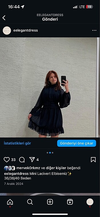 Lacivert mini elbise