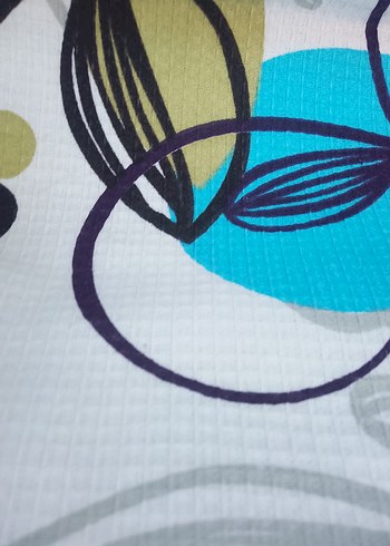 Beden Soyut Desenli Renkli Mavi Yatak Örtüsü çift kişilik pike