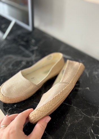 Bej hasırlı simli babet ayakkabı - Görsel 3