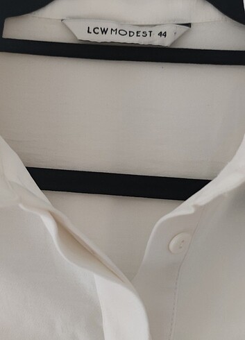 44 Beden Beyaz uzun kollu beli lastikli gömlek elbise 