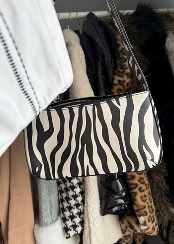 Deri Zebra Desenli Kadın Çanta