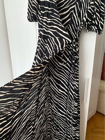 xs Beden Zebra desenli uzun elbise