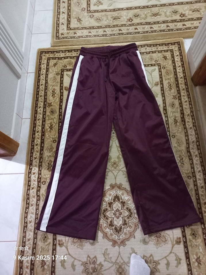 Bordo Bol Kesim Kadın Eşofman Altı - Görsel 2