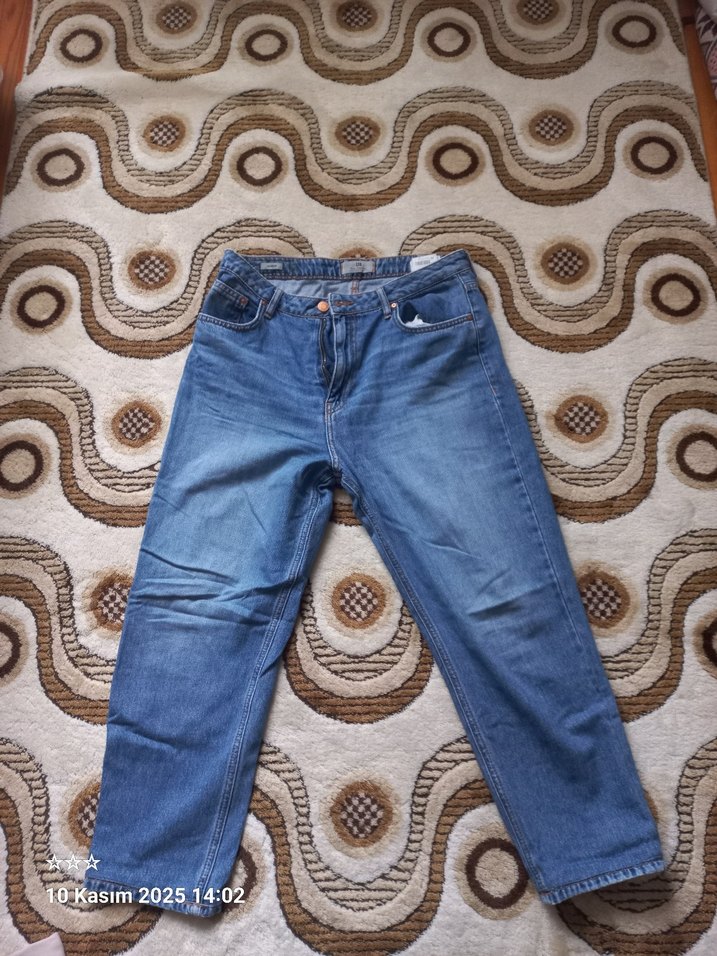 Kadın Mavi Denim Bol Kesim Jean - Görsel 3