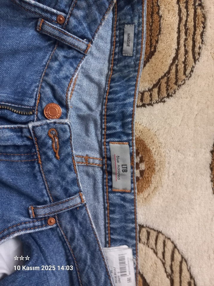 Kadın Mavi Denim Bol Kesim Jean - Görsel 4