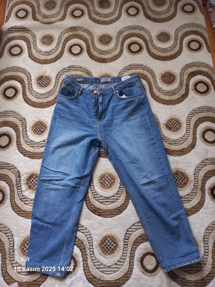 Kadın Mavi Denim Bol Kesim Jean - Görsel 2