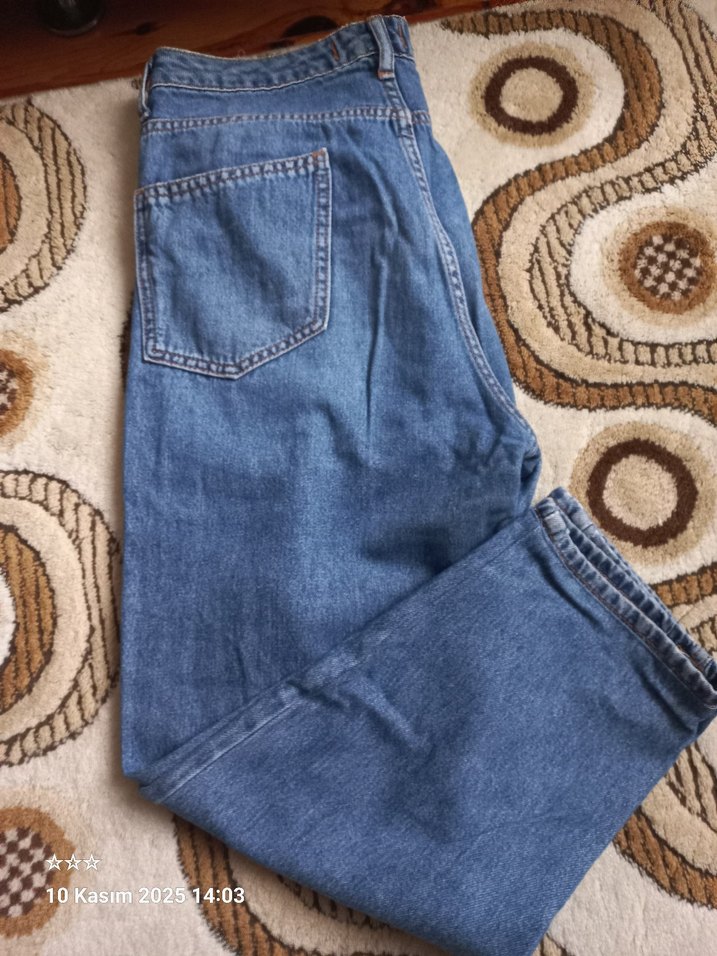 Kadın Mavi Denim Bol Kesim Jean - Görsel 5