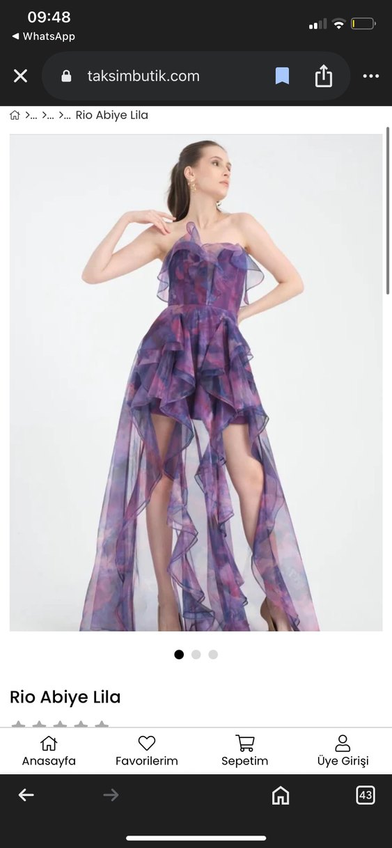 Straplez Mor Şifon Tül Abiye Elbise - Görsel 2