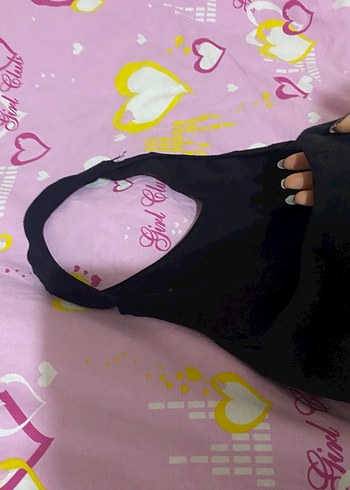 Siyah Gotik Minimalist Midi crop - Görsel 2