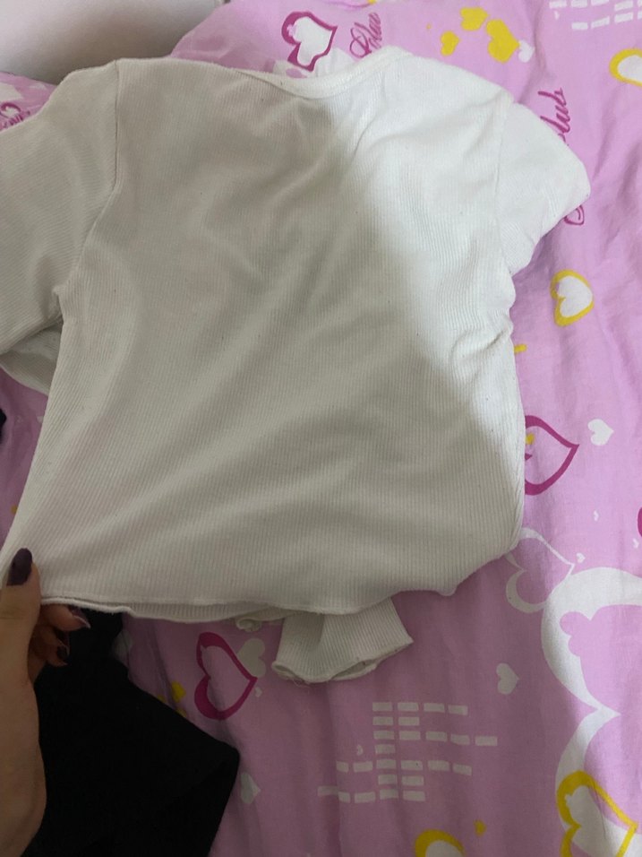 Beyaz Pamuklu Uzun Kollu Kız Tişörtü - Görsel 2