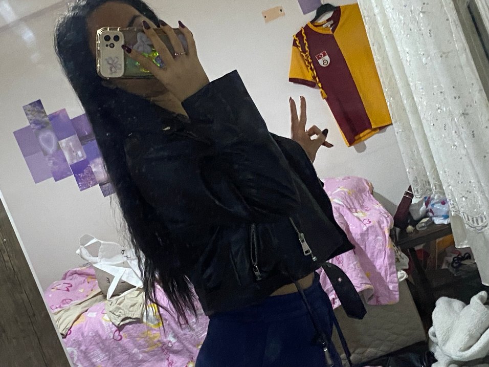 Kadın Siyah Deri Biker Ceket - Görsel 3