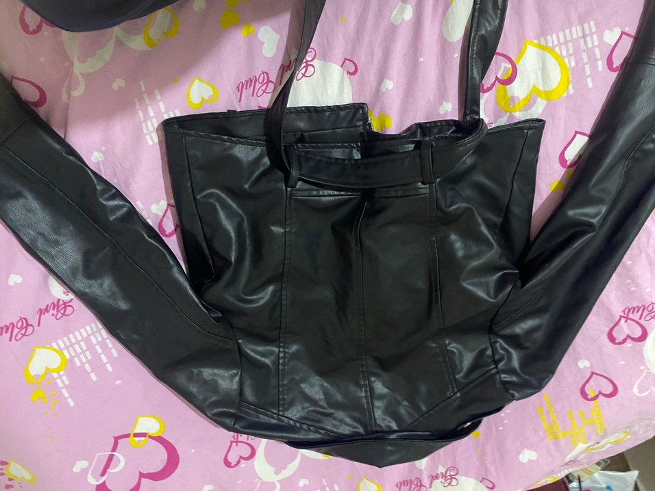 Kadın Siyah Deri Biker Ceket - Görsel 2