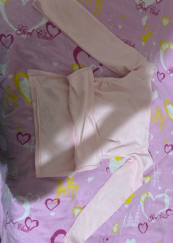 Pembe Drapeli Straplez Hamile Bluzu - Görsel 3