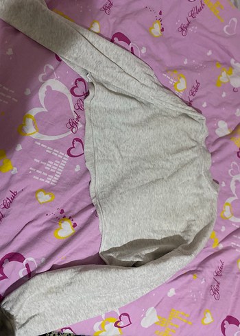 Gri Baskılı Uzun Kollu Kadın Sweatshirt - Görsel 2