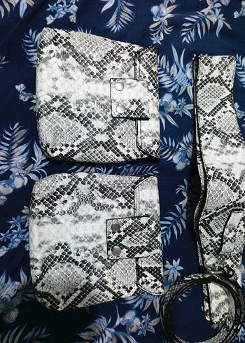 Yılan Desenli Gri Kemer Seti - Görsel 2