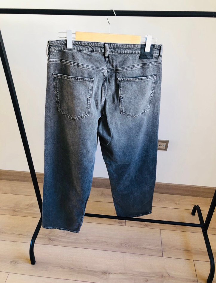 Gri Midi Boy Bol Kesim erkek Denim Pantolon - Görsel 3
