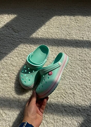 36 Beden turkuaz Renk Crocs bayan çocuk terlik Orjinal bez torbalı 36 40 arası numar