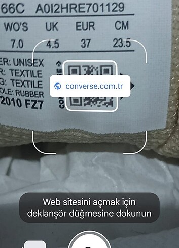 Converse Converse Chucky Taylor 70 Kutulu etiketli barkodlu QR kodlu it