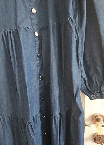 Kadın Lacivert Uzun Kot Elbise - Görsel 4