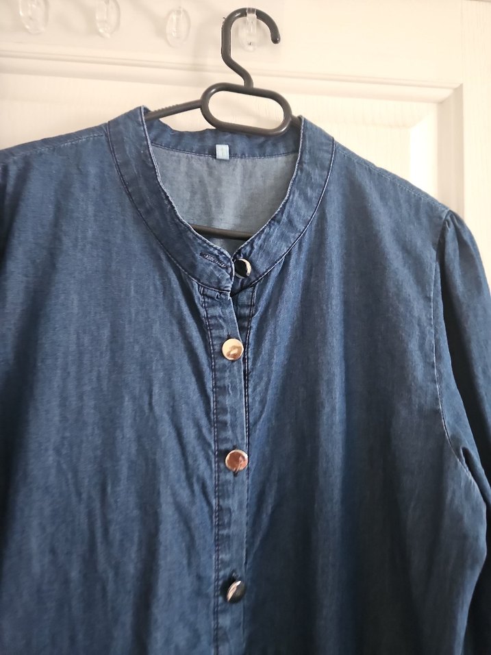 Kadın Lacivert Uzun Kot Elbise - Görsel 5